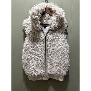 Johnston & Murphy Sherpa Vest Faux Fur Satin Lined Zippered Women’s Off White Md